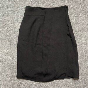 Zara Woman Womens A Line Skirt Solid Black Mini Bet Loops Side Zip Spain S